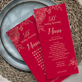 Menu Cardápio de Aniversário de Casamento de Ranunculus