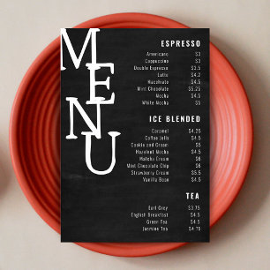 Menu Cardápio de Bar Moderno em Quadro Negro Pequeno Pa