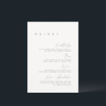 Menu Cardápio de Bebidas de Casamento Minimalista Elega<br><div class="desc">O design apresenta uma fonte manuscrita e um design minimalista moderno. Projetado para coordenar com a Coleção de Convites de Casamento «SERENA». Para alterar os detalhes, clique em «Personalizar». Para mover o texto ou alterar o tamanho, a fonte ou a cor, clique em «Clique para personalizar ainda mais». Veja o...</div>