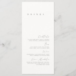 Menu Cardápio de Bebidas de Casamento Minimalista Elega