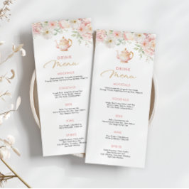 Menu Cardápio de Bebidas do Chá de Noiva da Tea Party