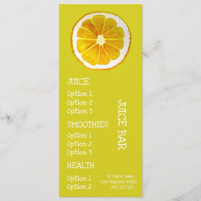 Menu cardápio de bebidas saudáveis de suco (Frente)
