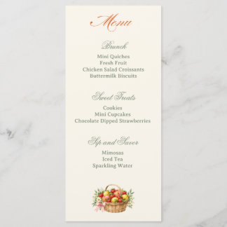 Menu Cardápio de Brunch para Chá de Noiva no Mercado de