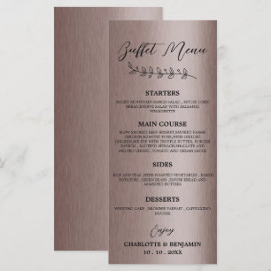 Menu Cardápio de Buffet de Casamento Marrom Metálico
