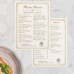 Menu Cardápio de Café da Manhã no Quarto em Luxuoso Art