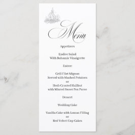 Menu Cardápio de Caligrafia de Igreja Preto e Branco