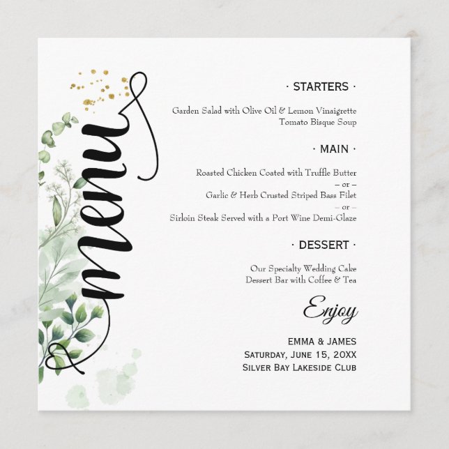 Menu Cardápio de Camãs de Casamento Redondo com Rótulo (Frente)