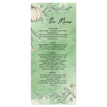 Cardápio de Casamento Abóbora Outono Verde Rústico