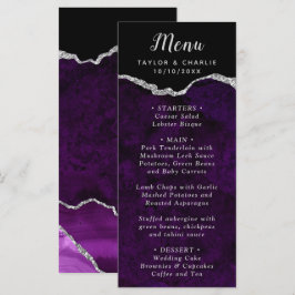 Menu Cardápio de Casamento Ágata Roxo e Prata