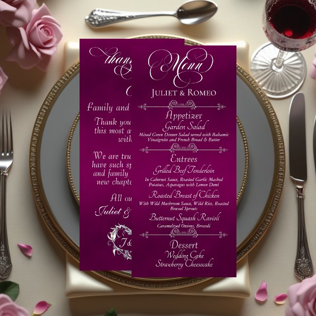 Menu Cardápio de Casamento & Agradecimento - Ameixa (Criador carregado)