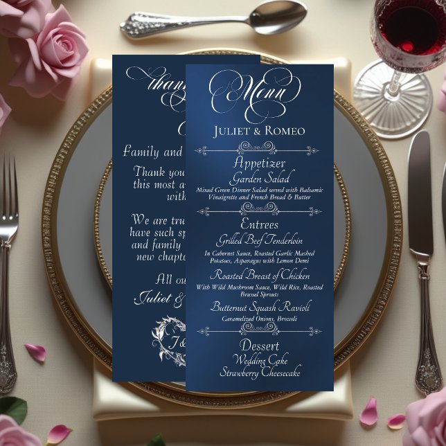 Menu Cardápio de Casamento & Agradecimento - Azul (Criador carregado)