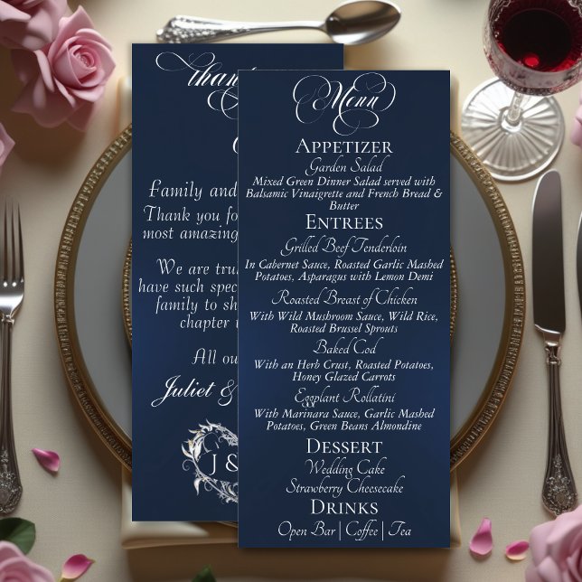 Menu Cardápio de Casamento & Agradecimento - Azul (Criador carregado)