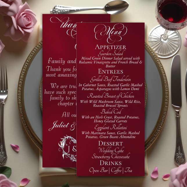 Menu Cardápio de Casamento & Agradecimento - Borgonha (Criador carregado)