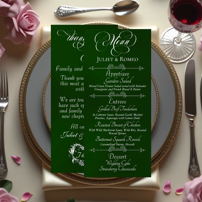 Menu Cardápio de Casamento & Agradecimento - Esmeralda (Criador carregado)