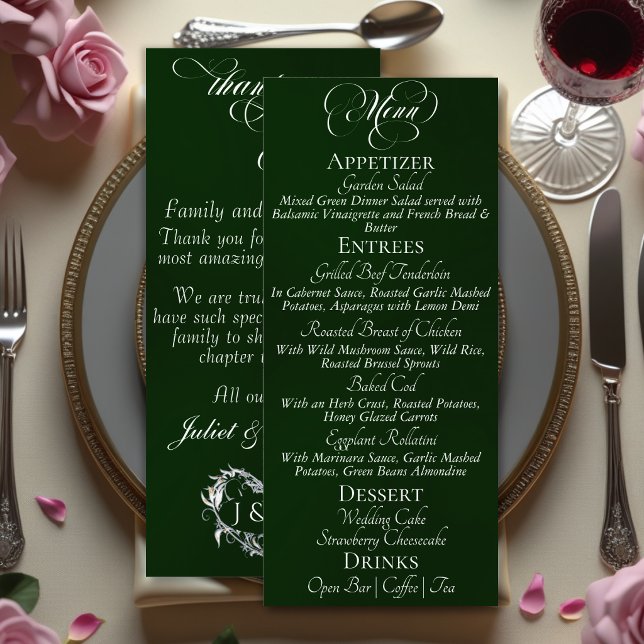Menu Cardápio de Casamento & Agradecimento - Esmeralda (Criador carregado)