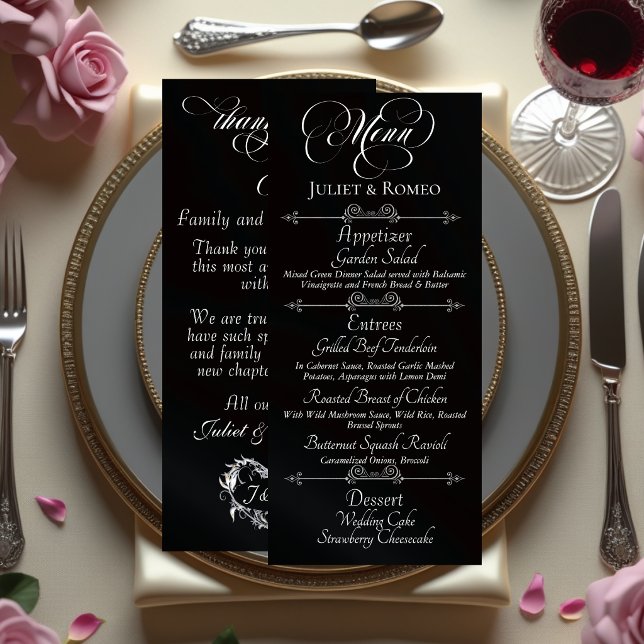 Menu Cardápio de Casamento & Agradecimento - Preto (Criador carregado)