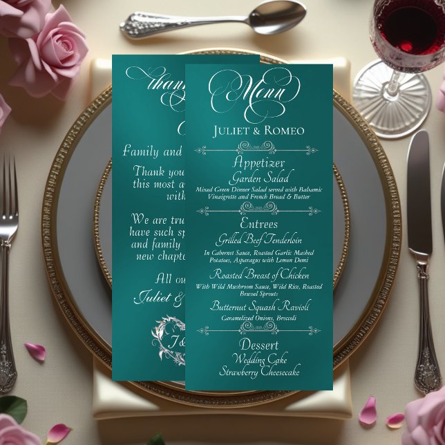 Menu Cardápio de Casamento & Agradecimento - Turquesa (Criador carregado)