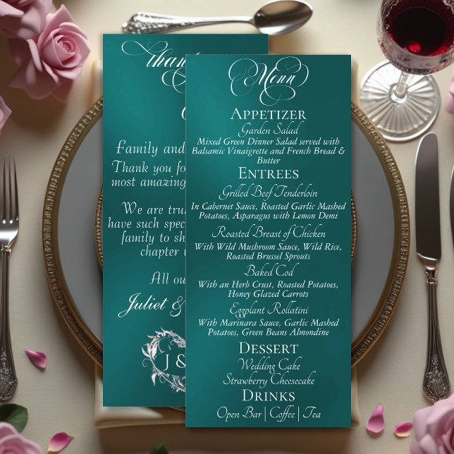 Menu Cardápio de Casamento & Agradecimento - Turquesa (Criador carregado)