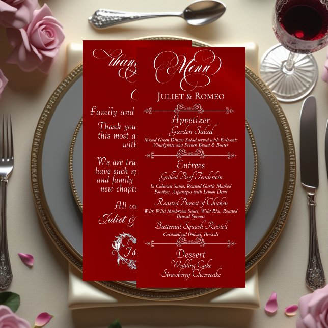 Menu Cardápio de Casamento & Agradecimento - Vermelho (Criador carregado)