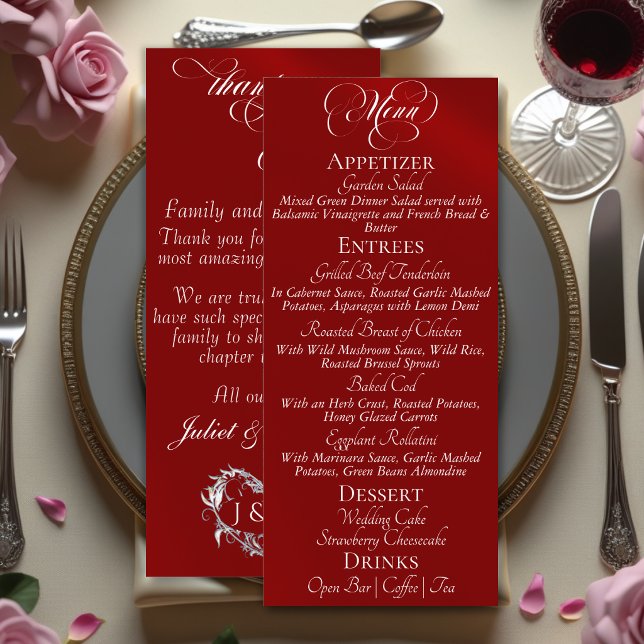 Menu Cardápio de Casamento & Agradecimento - Vermelho (Criador carregado)