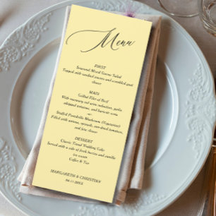 Menu Cardápio de Casamento Amarelo Banana Minimalista E