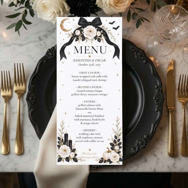 Menu Cardápio de Casamento Arco Preto Gótico de Luxo |  (Criador carregado)
