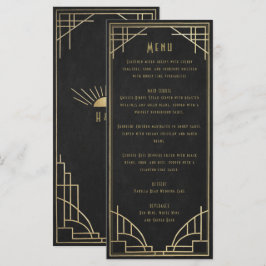 Menu cardápio de casamento art déco dourado