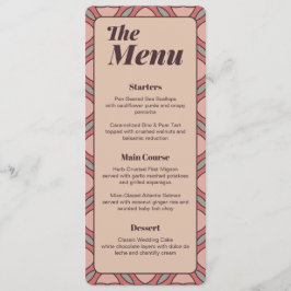 Menu Cardápio de Casamento Art Déco Terracota e Rosa Em