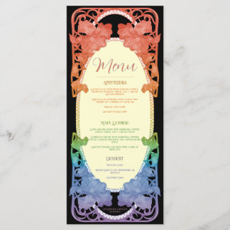 Menu Cardápio de Casamento Art Nouveau Aquarela Rainbow