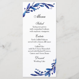 Menu Cardápio de casamento azul botânico. Cardápio de j