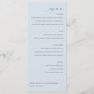 Menu Cardápio de Casamento Azul Elegante