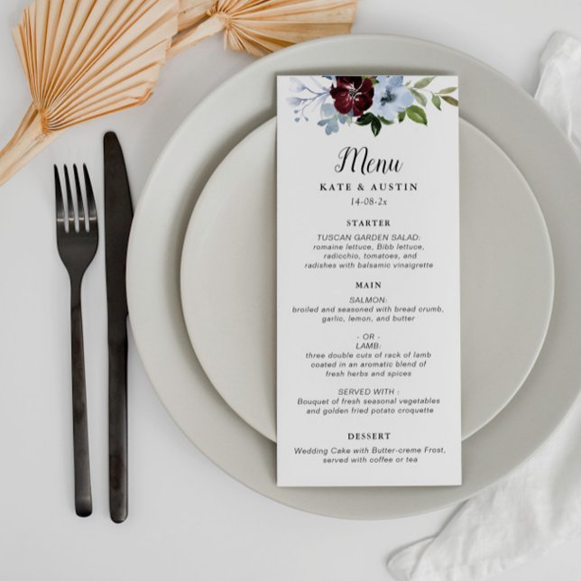 Menu Cardápio de casamento azul empoeirado (Criador carregado)