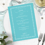 Menu Cardápio de Casamento Azul Purista Elegante<br><div class="desc">Cardápio de Casamento Azul Purista Elegante</div>