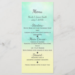 Menu Cardápio de Casamento Beach Look Ombre Ocean & San