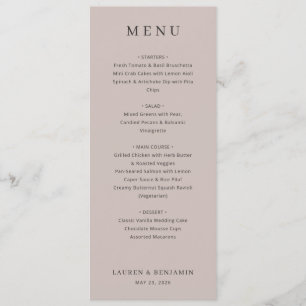 Menu Cardápio de Casamento Bege Elegante
