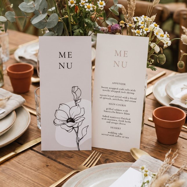 Menu Cardápio de Casamento Boêmio Floral Moderno (Criador carregado)