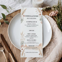 Cardápio de Casamento Boho Deserto de Terracota Mo