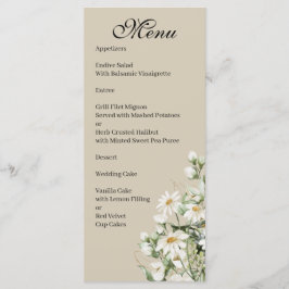 Menu Cardápio de Casamento Boho Flor Silvestre Margarid