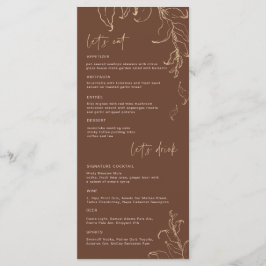 Menu Cardápio de Casamento Boho Minimalista Botânico Te