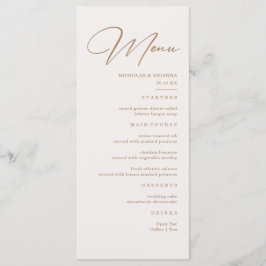 Menu Cardápio de Casamento Boho Neutro Champanhe