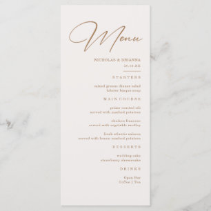 Menu Cardápio de Casamento Boho Neutro Champanhe