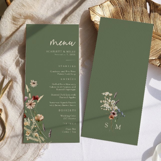 Menu Cardápio de Casamento Boho Verde (Green Boho Wedding Menu
)