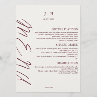 Menu Cardápio de Casamento Borgonha