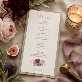 Menu Cardápio de Casamento Botânico Ameixa & Azeitona