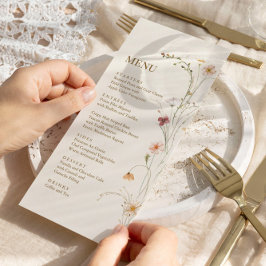 Menu Cardápio de Casamento Botânico Boho Flor Silvestre