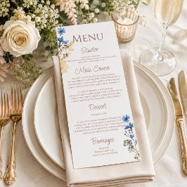 Menu Cardápio de Casamento Botânico de Flores Silvestre