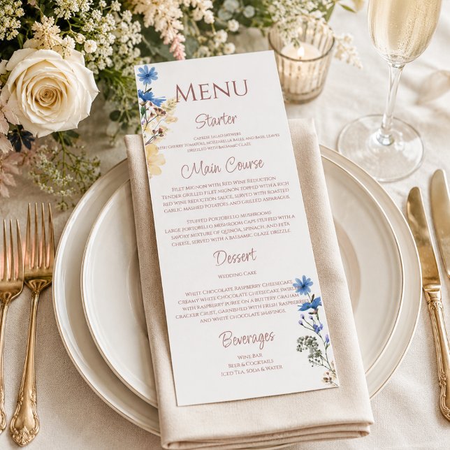 Menu Cardápio de Casamento Botânico de Flores Silvestre (Criador carregado)