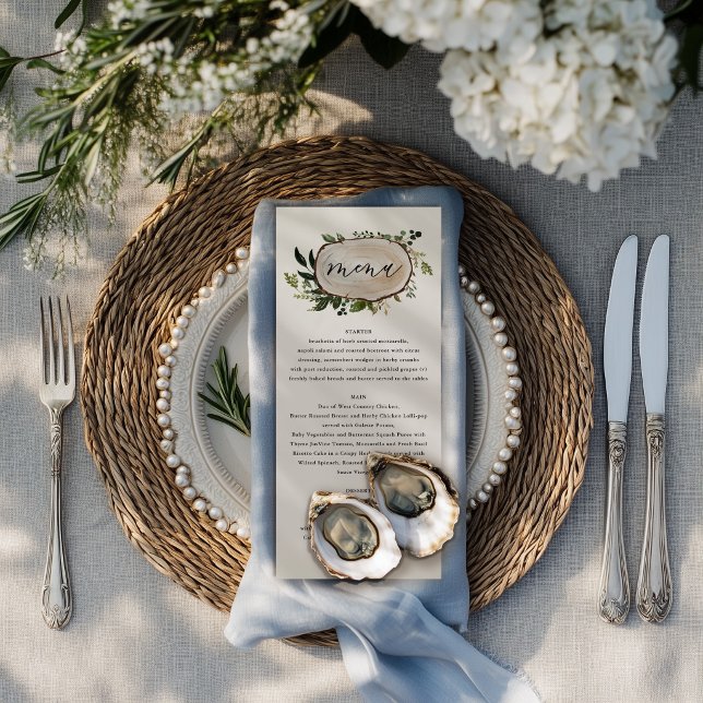 Menu Cardápio de casamento botânico elegante rústico (Criador carregado)