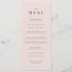 Menu Cardápio de Casamento Botânico Minimalista Tono