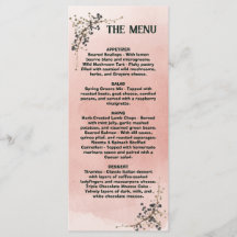 Cardápio de Casamento Botânico Rosa Empoeirado, Ca